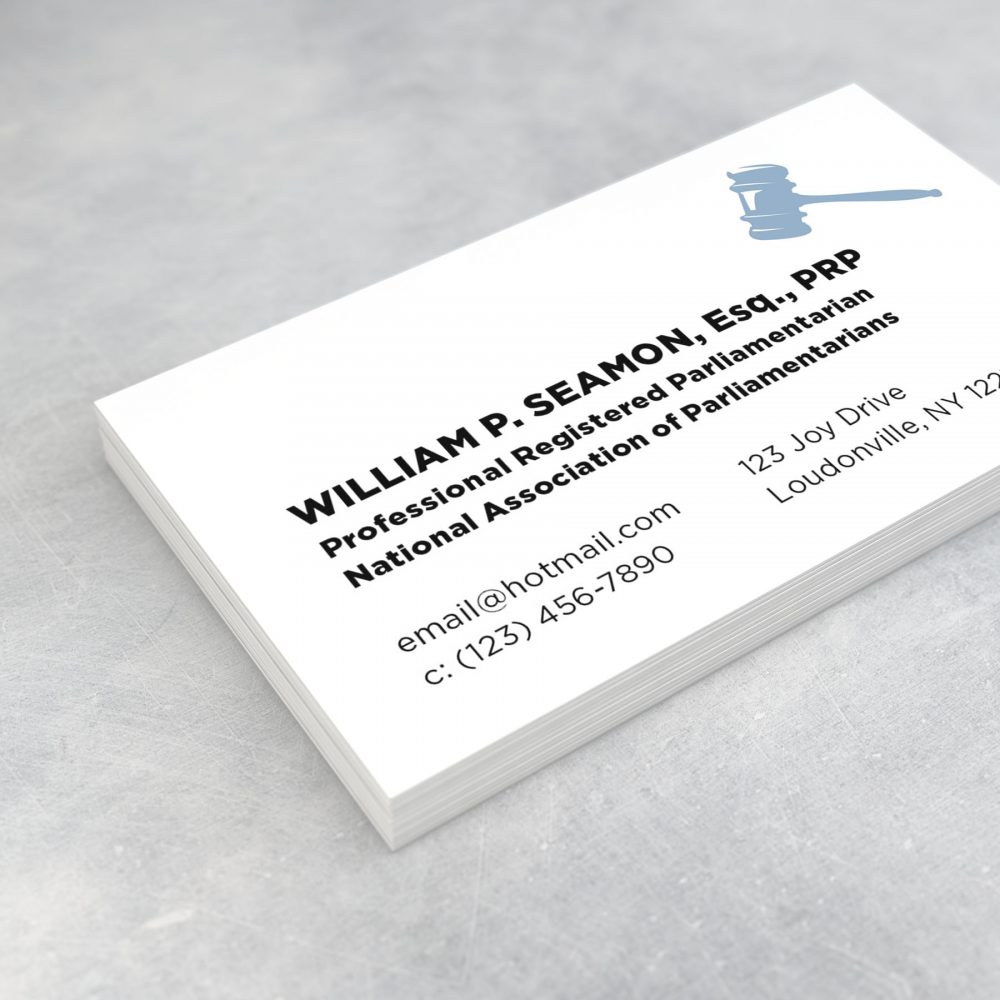 William Seamon, Esq. PRP, Parliamentarian, Business Card – Graphic Design