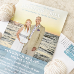 blue beach wedding invitation