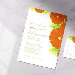 orange gerbera daisy wedding invitation